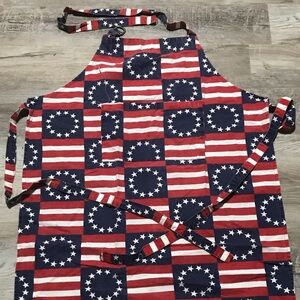 Old America Patriotic American flag apron kitchen Adult Unisex With Pocket